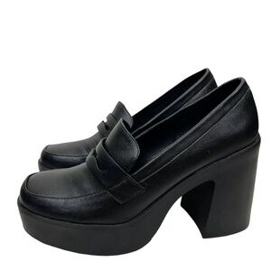 NWT Michael Kors Black Platform Block Heel Loafer